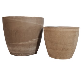 Fossil Earth brown matt finish ceramic planter