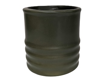 Dark Green Ribbed Planter - Indoor House Plant Pot - Fits 9cm plant pot