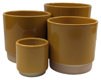 Contemporary Mustard Yellow Gloss Ceramic Planter / House Plant Pot / Various sizes