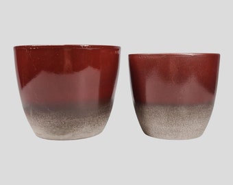 Burgundy Glazed Ceramic Planter - Indoor Plant Pots - imperfect