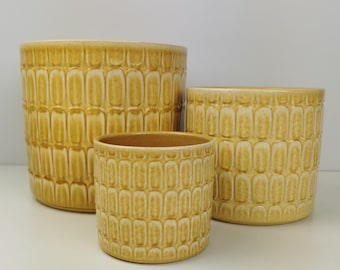 Mustard Yellow Textured Ceramic Planter / House Plant Pot / Various sizes