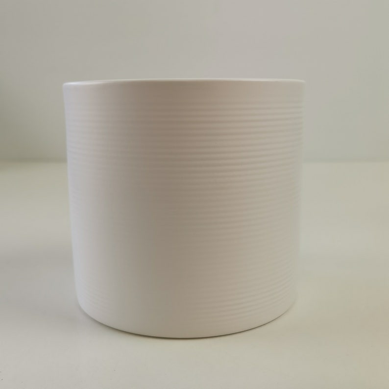 White Ribbed Cylindrical Ceramic Planter / House Plant Pot / | Etsy UK