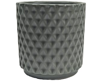 Green Diamond Ceramic Planter - Indoor Plant Pot - 9cm