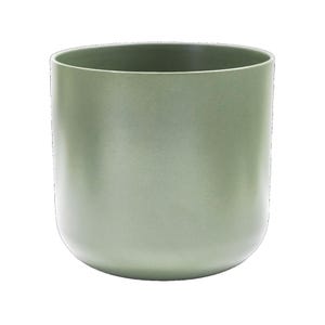 May include: A green ceramic planter with a rounded bottom and a smooth, matt finish.