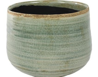 Sage Green Crackle Glaze Ceramic Indoor Plant Pot