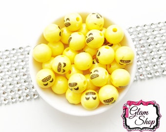 12mm EMOJI BEADS - 20pcs Craft Supplies, Necklace Making Supplies, Smiley Face - Text Message Face Beads