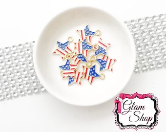 28x USA Flag Star Charms Charms for Bracelet Enamel USA Charm Pendant Jewelry Making Supplies C729