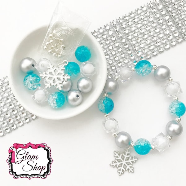 Frozen Party Favors DIY Bracelet Kits- Pick Your Quantity - Holiday Party, Frozen Snowflake Bracelet Kit Includes: Beads, Charm, Hardware