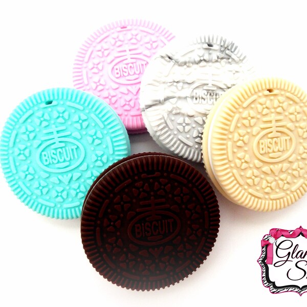 Silicone Cookie Teethers -PICK YOUR COLOR- Chewable Silicone Supplies for Teething Toys/ Necklace, Baby Shower Craft, Biscuit Silicone Charm