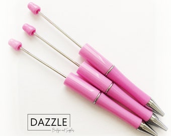 Beadable Pen - BUBBLEGUM PINK - Set of 3, For Silicone Focal Beads, Beaded Pens, Custom DIY Pens