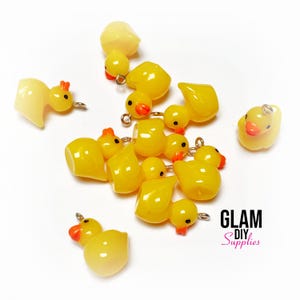 Rubber Duck Charms - Set of 5 - Size 16mm - 3D Ducky Charm, Rubber Ducky Charms, Bracelet Charms, Small Charms, Charm