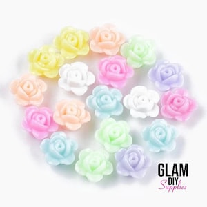 Acrylic Flower Beads - 20pcs Pastel Color Flower Acrylic Beads - DIY Beads, Craft Jewelry Making, Small Beads