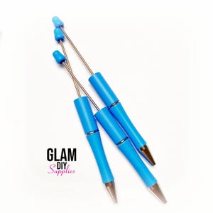 Beadable Pen - BLUE - Set of 3, For Silicone Focal Beads, Beaded Pens, Custom DIY Pens