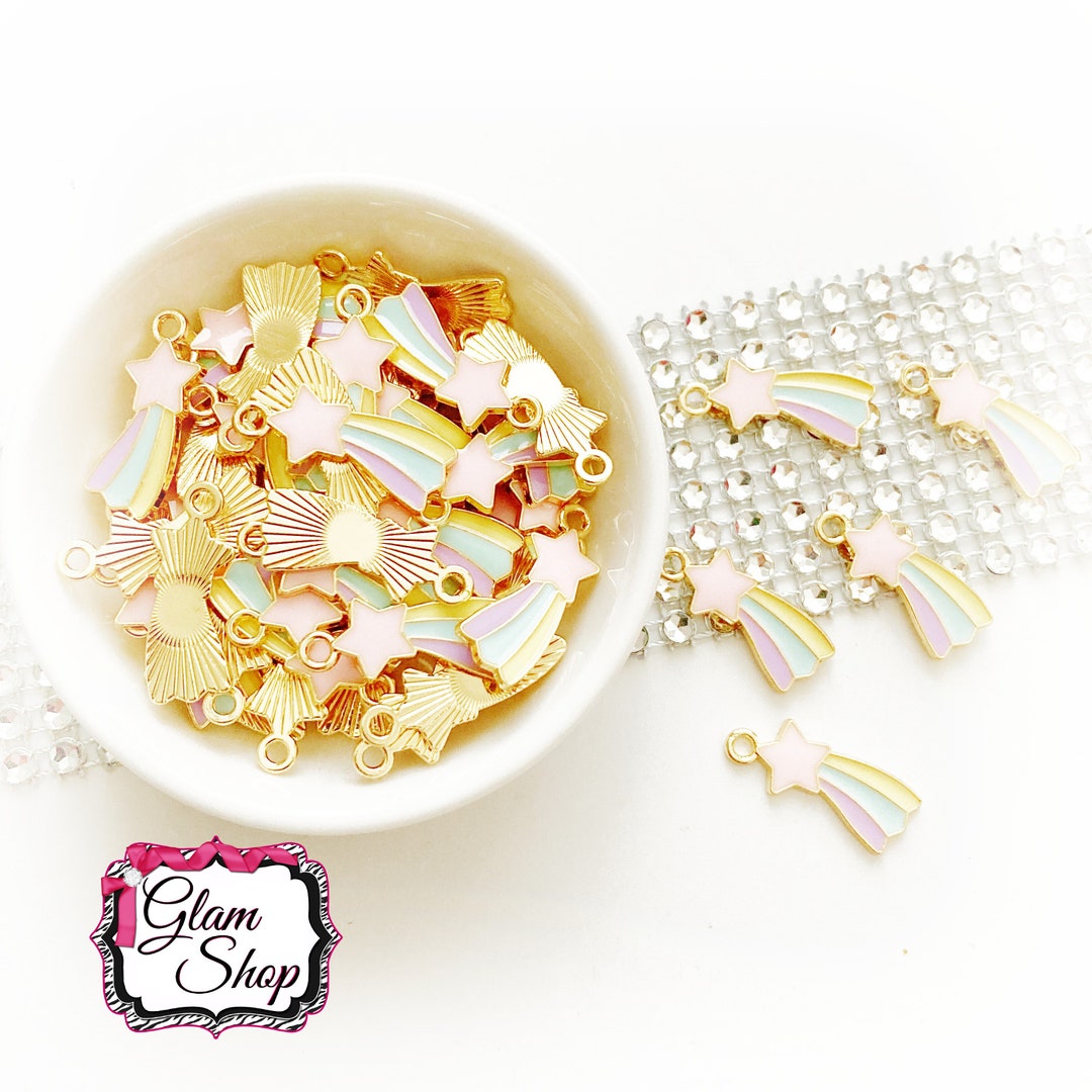 Pastel Shooting Star Charms Set of 5 Size 17mm Pastel Etsy