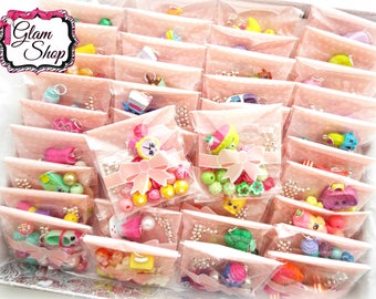 Shopkins Bracelet Kits Party Favor PICK YOUR QUANTITY diy Kits: 12mm Bead, Shopkins Charm, Elastic Cord, Spacers, Bag.  Birthday Party Craft