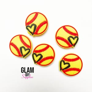 Silicone Focal Beads - SOFTBALL Focal Bead - For Beadable Pens, Keychains - Choose Quantity 2 or 5pcs