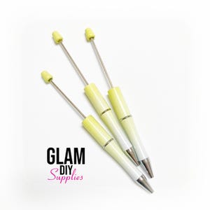 Beadable Pen - YELLOW WHITE Gradient - Set of 3, For Silicone Focal Beads, Beaded Pens, Custom DIY Pens