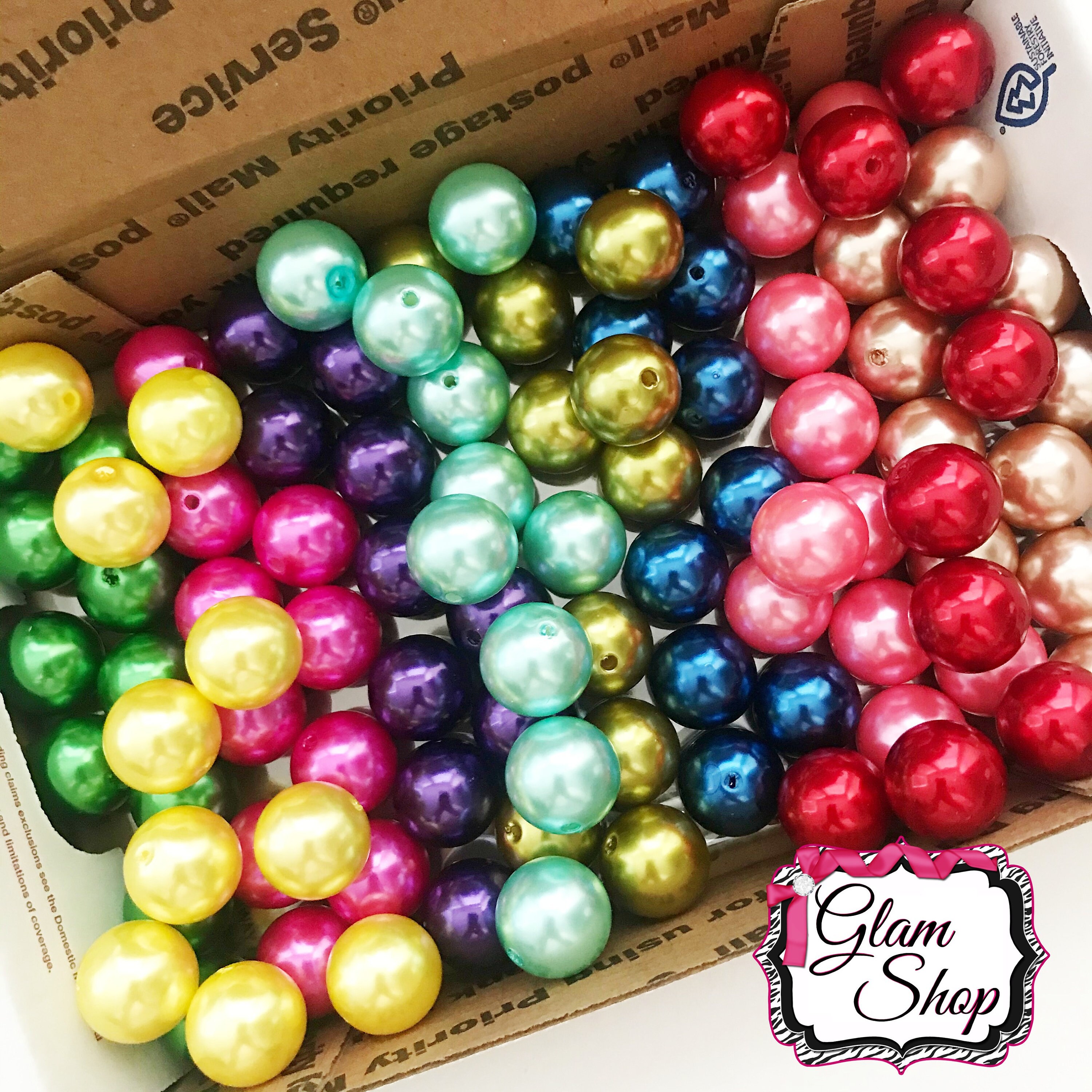 Acrylic Pearl Beads Mix Colors Rainbow Colorful Theme Bulk Etsy