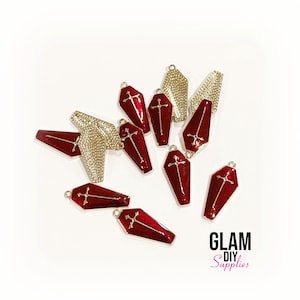 Halloween Vampire Coffin Charms - Set of 5 - Size 12mm X 19mmm - Halloween Charm, Halloween Charm, Bracelet Charms