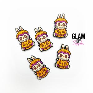 Silicone Focal Beads - Monster Halloween Focal Bead - For Beadable Pens, Keychains - 5 pcs, Monster Pumpkin bubu