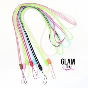Rubber Lanyard Straps - Set of 10 - Colorful Rubber Straps for keychains or badges