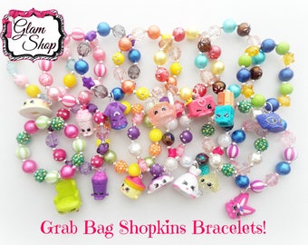 Shopkins Party Favor Bracelets Grab Bag! You pick Quantity -Shopkins Birthday -Shopkins Charm Party Favor Birthday Gifts -Random Selection