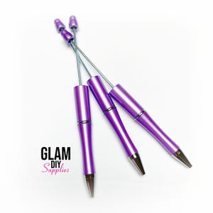 Beadable Pen - LAVENDER - Set of 3, For Silicone Focal Beads, Beaded Pens, Custom DIY Pens