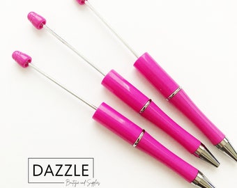 Beadable Pen - HOT PINK - Set of 3, For Silicone Focal Beads, Beaded Pens, Custom DIY Pens