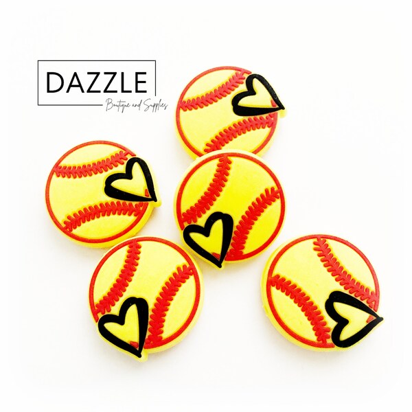Silicone Focal Beads - SOFTBALL Focal Bead - For Beadable Pens, Keychains - Choose Quantity 2 or 5pcs; Random Mix Colors