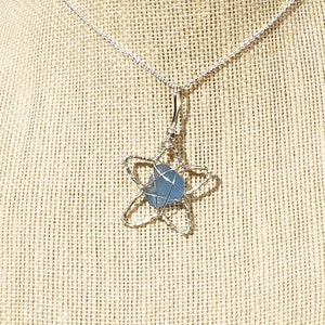 Item 500 - Genuine blue sea glass wire wrapped star pendant, gifts for her, holiday wear, holiday jewelry