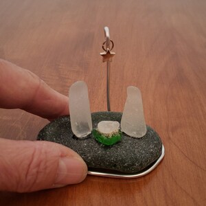 Item 936 - Genuine sea glass miniature nativity, Christmas decor, Christian decor, sea glass art, trash to treasure, upcycled, hostess gift