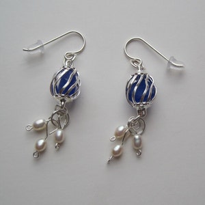 Item 435 Genuine cobalt blue sea glass earrings