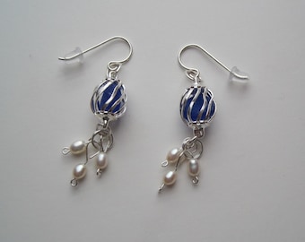 Item 435 Genuine cobalt blue sea glass earrings