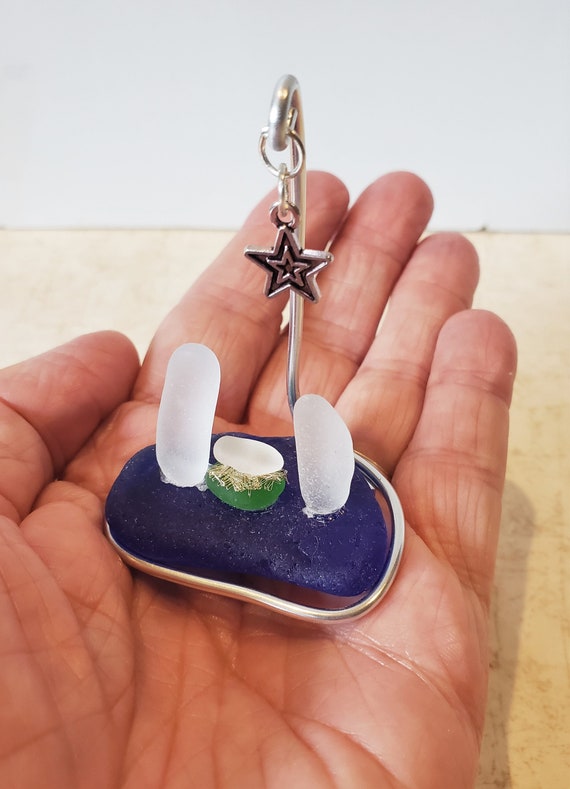 Article 1095 - Véritable Crèche Miniature En Verre De Mer, Décoration De Noël, Crèche, La Vraie Signification De Noël - France