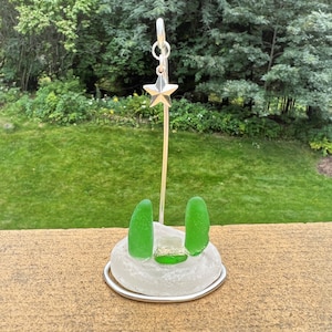 Item 1160 - Genuine sea glass miniature nativity, Christmas decor, hostess gift, trash to treasure, sea glass art