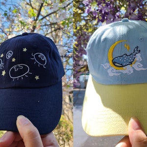 Embroidered Hat - Whale Shark || Moon Jellyfish