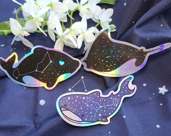 Holo Stickers: Starry Orca | Celestial Whale Shark | Nebulous Manta Ray