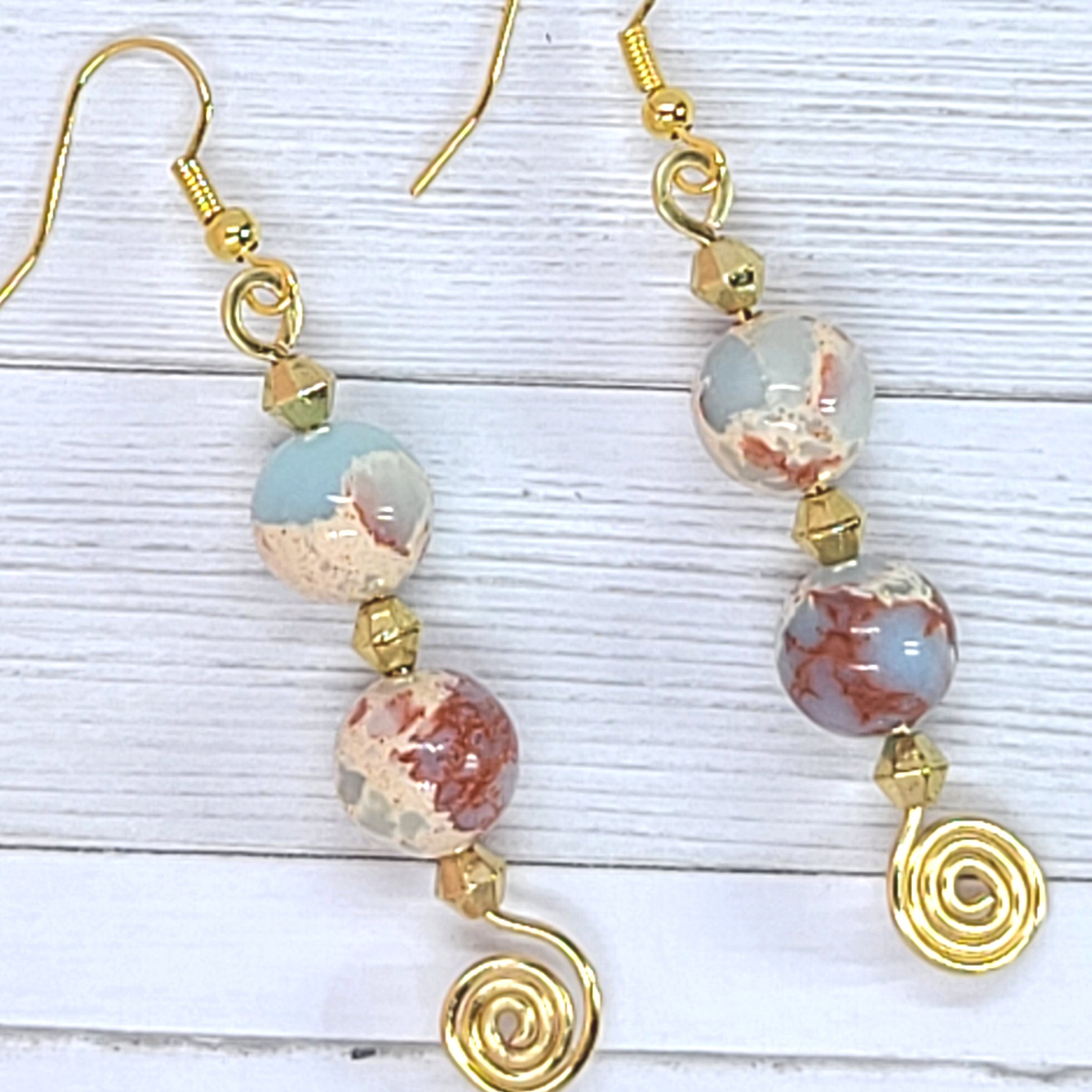 Beaded dangle earrings. Cool earrings. Jasper earrings. Etsy