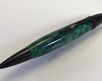 Atlas Green Marbled Twist Pen