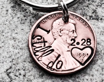 Personalized Valentine's Day Gift, Custom Penny Keychain, Anniversary Gift for Men, For Husband, For Wife, Her, Him, Couples, Still Do,