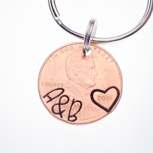 Anniversary Gift | Personalized Unique Penny Keychain | For Boyfriend | Girlfriend | Wife | Husband | For Men | Guy | Copper | Him or Her