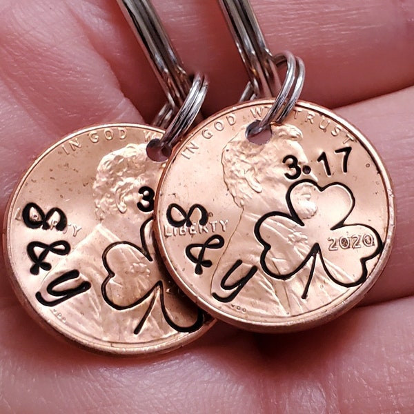 Unique Personalized Penny Keychain Gift | Wedding Anniversary | Hand Stamped - Engraved | Husband Gift | Dating Anniversary | Valentine Gift