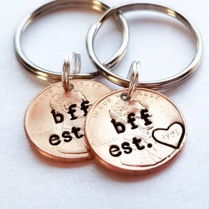 Custom Personalized Bff Penny Keychain, Best Friend Gift, Bff, Birthday, Bestie, For Her, Girlfriend, Women, Galentine, Valentine's Day Gift image 3