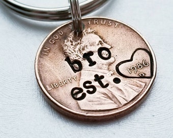 Personalized Brother Gift | Custom Penny Keychain | Birthday Present for Brother or Best Friend | Buddy Gift | Ride or Die| Bro | Bruh Gift