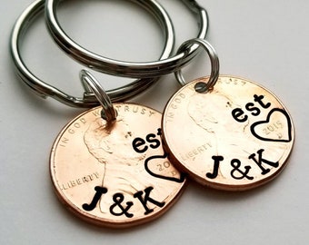 Personalized Valentine's Day Gift for Him, Anniversary Penny Keychain, Anniversary Gift for Men, Boyfriend, Girlfriend, Wife, Husband, Guy