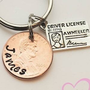 Personalized 16th Birthday PENNY Keychain, Name, for Him, Best Friend, Son, Nephew, Brother, Boy's 16th Birthday, Grandson, Teen, Driving