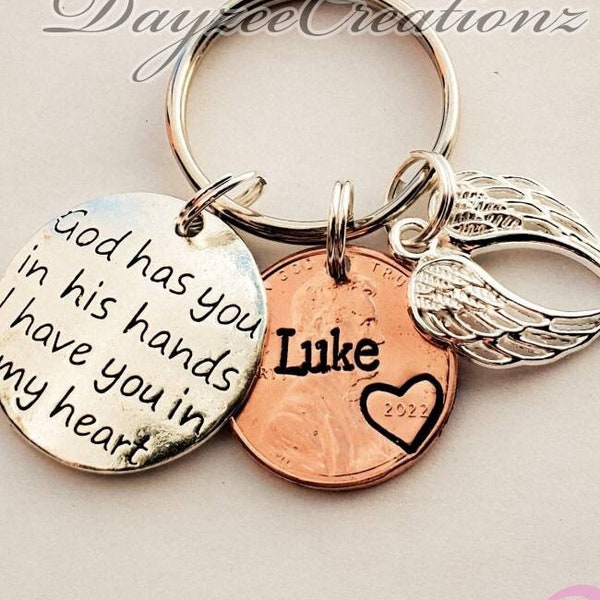 Custom Penny From Heaven Memorial Keychain, Gift, Child, Son, Daughter, Grief, Grandma, Dad, Mom, Sister, Brother, Husband,Grandpa,Friend