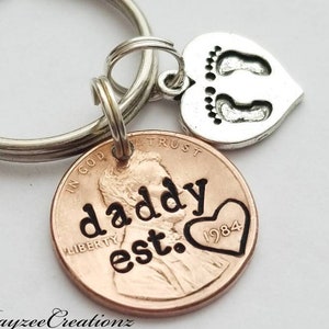 Dad Gift | Personalized Penny Keychain | Father's Day Gift | First Child | Dad to Be | From Son | From Child | Valentine's | Birthday Gift