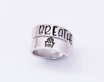 Personalized Wordwrap Ring, Breathe Aluminum, Mother's Day, Gift, Anniversary, Birthday, Memorial, Girlfriend, Best Friend, Sister, BFF