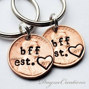 Custom Personalized Bff Penny Keychain, Best Friend Gift, Bff, Birthday, Bestie, For Her, Girlfriend, Women, Galentine, Valentine's Day Gift image 2